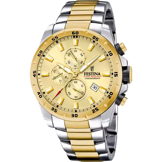 Timeless Chronograph mit Edelstahlarmband (Silber/Gold) | F20562/1