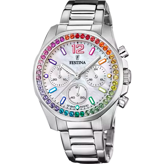 Boyfriend Rainbow mit Edelstahlband (Silber) | F20606/2