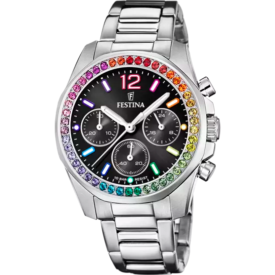 Boyfriend Rainbow mit Edelstahlband (Silber) | F20606/3