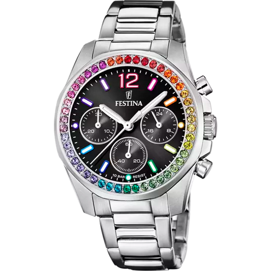 Boyfriend Rainbow mit Edelstahlband (Silber) | F20606/3
