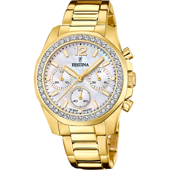 Boyfriend Rainbow mit Edelstahlband (Gold) | F20609/1