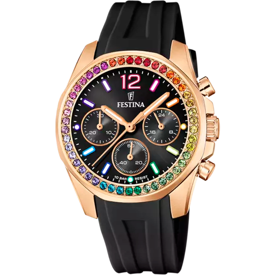 Boyfriend Rainbow mit Kautschuk Armband | F20611/3