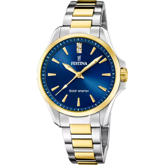 Solar Energy mit Edelstahlarmband (Silber/Gold) | F20655/4