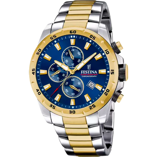 Timeless Chronograph mit Edelstahlarmband (Silber/Gold | F20562/2
