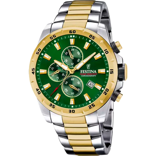 Timeless Chronograph mit Edelstahlarmband (Silber/Gold | F20562/3