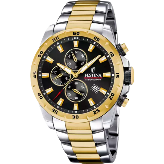 Timeless Chronograph mit Edelstahlarmband (Silber/Gold | F20562/4