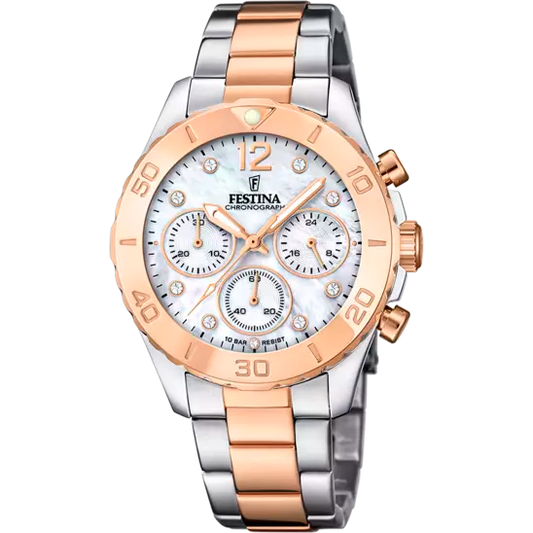 Boyfriend Edelstahlarmband (Silber/Rosé) | F20605/1