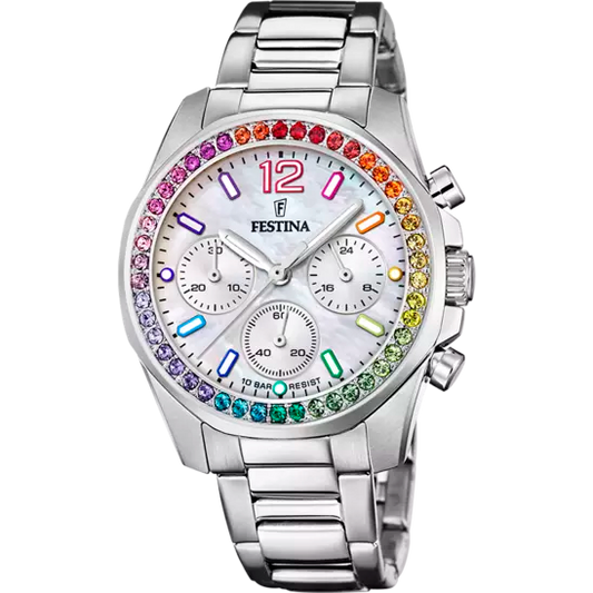 Boyfriend Rainbow mit Edelstahlband (Silber) F20606/2